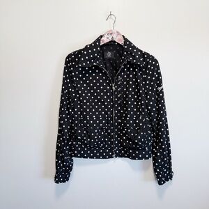 Bogner Black and White Polka Dot Bomber Jacket